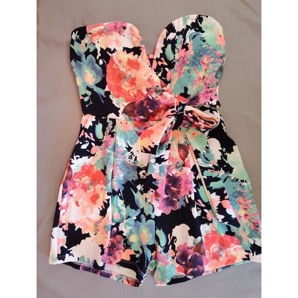 Women's Trac Floral Tube Top Romper Small - Picture 1 of 4